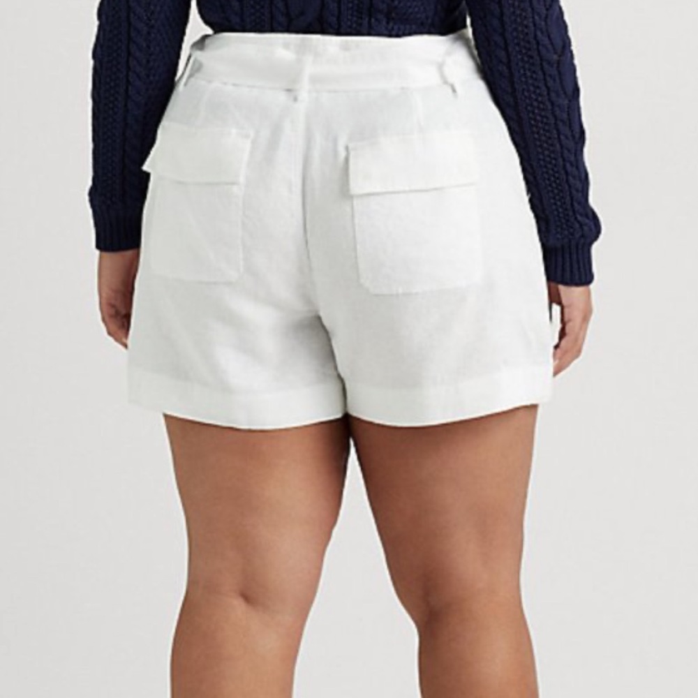 Lauren Ralph Lauren White Linen Belted Shorts NWT - Picture 4 of 10